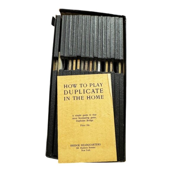 Vtg Duplicate Bridge Game Set w/Guide Bridge Headquarters NY 16 Trays w/Cards - Picture 3 of 16